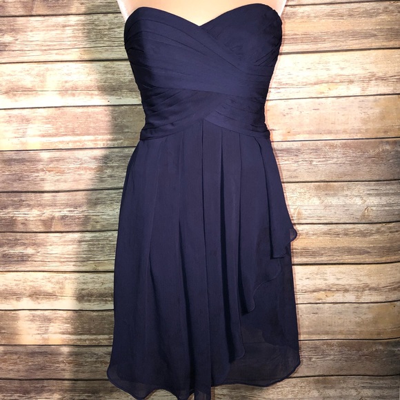 David's Bridal Dresses & Skirts - DAVID’S BRIDAL Short Crinkle Chiffon Dress- Navy